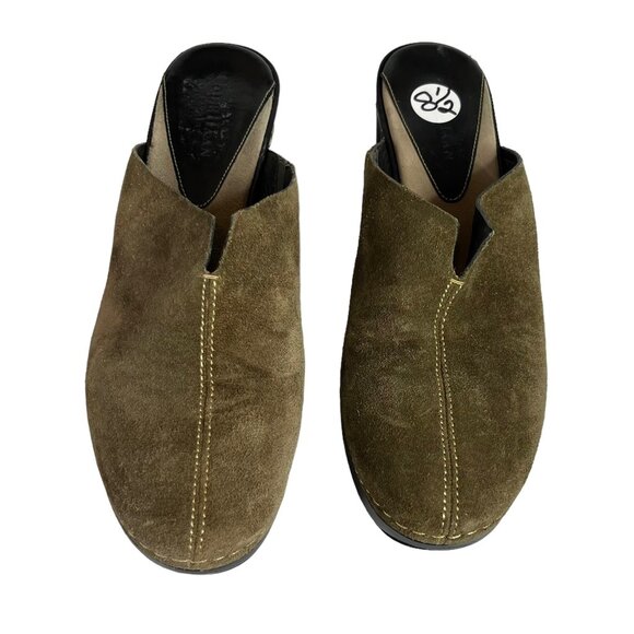 Cole Haan Womens Mules Clogs Leather Suede Khaki Slip On Size 8.5 B - Picture 3 of 13